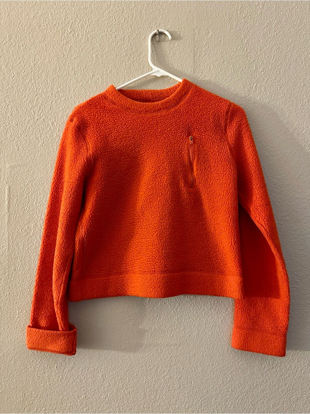 Bright Orange Sherpa Pullover Sweatshirt